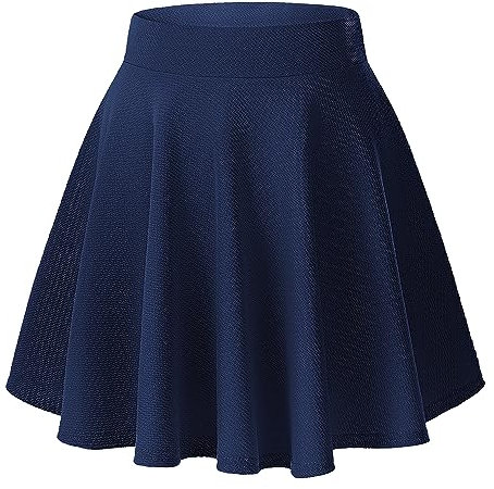 Damen Casual A Linie Hoch Taille Mini Rock Elegante Pull On Elastische Skater Kurz Röcke(S, Navy Blau)