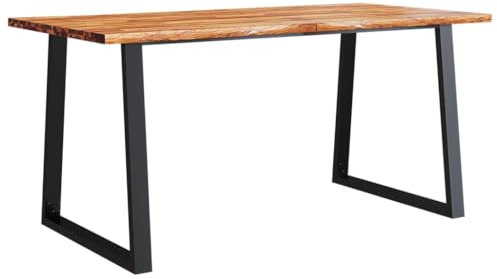Gecheer Esstisch Esszimmertisch Küchentisch, Tisch Wohnzimmer, Schreibtisch, für Esszimmer, Küche, Baumkante 160x80x75 cm Massivholz Akazie