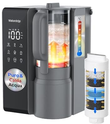 Waterdrop WD-M1 Reverse Osmosis Water Filter Countertop, HOT Water Countertop Reverse Osmosis System, 7 Temperature Options, 6 Stage Purification, 3:1 Pure to Drain, No Installation, Gray