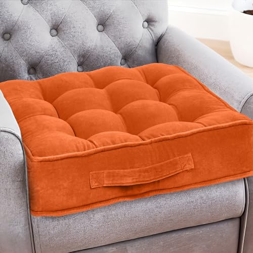 Casabella Booster Cushion-Armchair Booster Cushion Large Bolster Seat Dining Chair 50x50+10cm Thick Floor Cushions, Pregnancy & Post-Operative Adults Chair Bolster Seat, Car Seat Sofa-Terracota