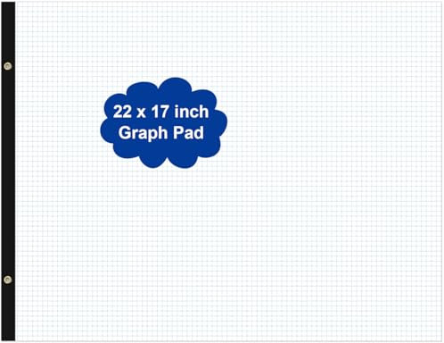 Großes Ingenieurpapier, 55,9 x 43,2 cm, 100 Blatt/200 Seiten, 10,2 x 10,2 cm Rasterblock, riesiger Zeichenblock, Skizzierpapier, für Ingenieure, Architekten, Designer, Mathematiker, Zeichner