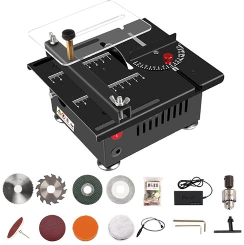Multi Functional Table Saw, 200W Mini Desktop Electric Saw Cutter with 16Mm Cutting Depth, 0-90° Cutting, Speed ​​0-6000R/min, Seven Pole Speed Regulation, Shaker Table Saw for Crafts DIY Handmade