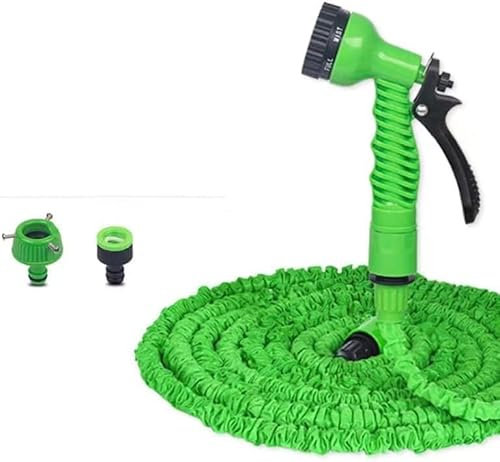 Expandable Garden Hose, 50ft Hose Pipe, 3 Times Flexible Expanding Garden Water Hose with 8 Function Nozzle Spray, Hose with 1/2& 3/4 Connector Fittings