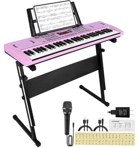 Tragbares Keyboard Pink 61 Keyboard Piano Digitales Anfänger-Klavierkeyboard Mit Ständer