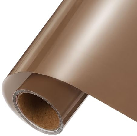 sourcing map Brown Heat Transfer Vinyl, 12 Inch x 5ft Iron-on Vinyl Roll for Decal Cutting, Signs, Scrapbooking, DIY Craft, Home Decoration