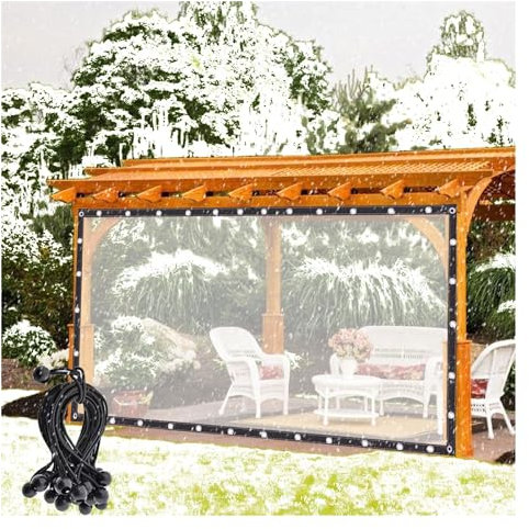 Transparent Outdoor Canopy Waterproof RainResistant Tarpaulin Panels with Eyelets Customizable for Patio Garden Balcony Greenhouse (3x4m)