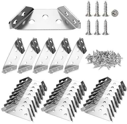 Zliger 30 Stück Eckverbinder Edelstahl Dreiecksstütze Winkelverbinder Möbelbau Winkel Metall Eckwinkel, Triangle Bettwinkel Eckverbinder mit Schraube für Holz Möbel Schrank Tisch Stuhl