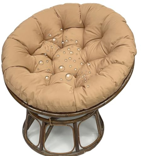 JORTUIO Cojín para Silla Papasan Redondo, Impermeable Cojines Tapizado de Suelo para Silla, Sillón de Poliratán Diámetro 40/50/60/80/100cm,Grosor del 10 cm,Jardín, Balcón Cojín(Caqui,120x120cm)
