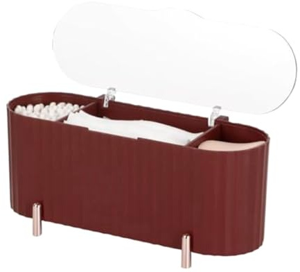 Rersduyt Countertop Holder Dispenser -Clear Lid 3-Slot Cotton Pad Storage Box Makeup Storage for Dressing Table, Fine Workmanship
