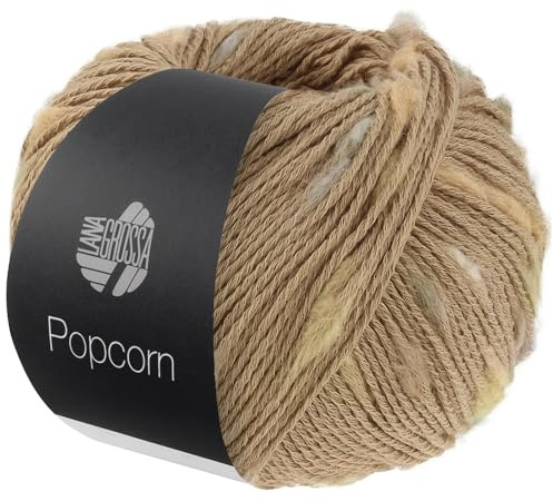 LANA GROSSA Popcorn | Effektnetzgarn gefüllt mit bunten, flauschigen Farbspots | Handstrickgarn aus 100% Baumwolle | 50g Wolle, Stricken & Häkeln | 125m Garn FB 12