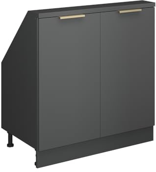 Vicco Dachschrägenschrank Rion, Anthrazit-Gold/Anthrazit | B80 x T46 cm, mit 2 Türen, platzsparend für Dachschrägen