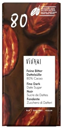 Vivani Schokoladentafel, Feine Bitter, Dattelsüße, 80% Cacao, 80g