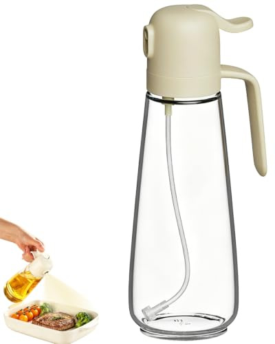 HhBdy Olive Oil Spray Bottle, Oil Dispenser 500ml Dispenser and Sprayer Effortless Pump Kitchen Accessories Precise Volume Control Kitchen Gadgets for Cooking Salads Baking Barbecue Air Fryer (White)