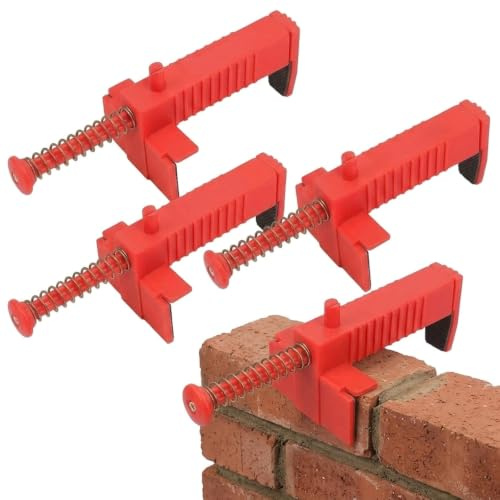 Brick Line Clamps: 4 Pcs Bricklaying Tools with Spring Clips – Brick Line Runner & Wire Puller for Building Construction