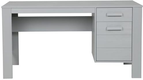 WOOOD Dennis Schreibtisch Kiefern gebürstet, Beton Grau, 74 x 141 x 59 cm