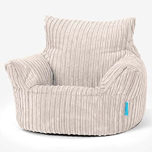 Lounge Pug Klein Kindersessel Sitzsack für 1-3 Jahren, Elfenbein Cordstoff, Mini-Sessel Kinderstuhl Kuschelsessel, Kindermöbel für Kinderzimmer