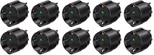 10er Maxi Sparpack Brennenstuhl Reisestecker/-adapter Schutzkontakt für USA, Japan schwarz, 1508550