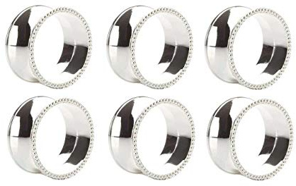 Yalulu 6 Pcs Serviette Rings Napkin Holder Wedding Banquet Party Dinner Home Table Decoration (Silver)