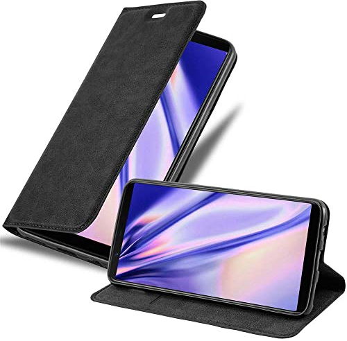 Cadorabo Hülle kompatibel mit OnePlus 5T aus Premium Kunst Leder Flip Klappbare Stoßfeste Magnetische [Standfunktion] [Kartenfächern] Cover Hülle für OnePlus 5T Tasche in Schwarz