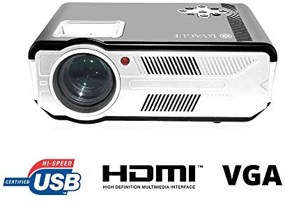 LA VAGUE Der kleinste 720 P LCD Projektor mit HDMI, USB, VGA Anschluss, Fernbedienung, 1280 x 800 Auflösung, 1.5 kW Leuchtstärke, 24 V Spannung, 1 kg Gewicht, Tragbar, Kompakt und leichtgewichtig