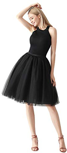 2021 Damen Tüllrock tutu Petticoat Unterrock Tütü Karneval One Size Schwarz
