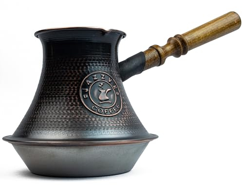 Cafetera hecha a mano 2 y 6 tazas de demitasse cobre armenio jazva arararat turco árabe griego Cezve Ibrik Turka Jazzve Jazve mango de madera