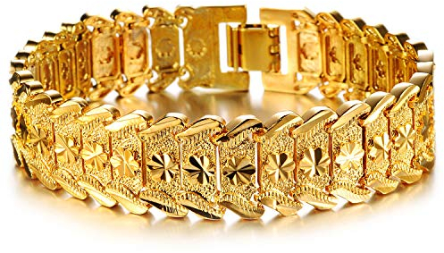 Cupimatch Armband Herren Breit gold, Edelstahl Punk Rock Armreif Armschmuck Geschenk für Männer