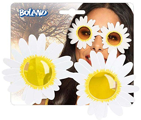 Boland 44542 - Party Brille Daisy für Erwachsene, Brille mit Blumen, Spaßbrille, Margeriten, Gänseblümchen, Hippie, Flower Power, Karneval, Fasching, Fastnacht, Mottoparty