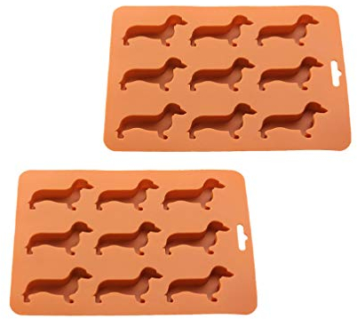 Hemoton Lot de 2 bacs à glaçons en silicone en forme de teckel pour whisky cocktails