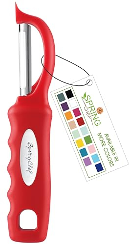Spring Chef Premium Swivel Vegetable Peeler, Soft Grip Handle and Ultra Sharp Stainless Steel Blades - Perfect Kitchen Peeler For Veggie, Fruit, Potato, Carrot, Apple - Red