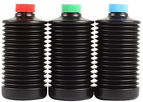 3X eTone Bidons accordéons de Laboratoire, Chambre Noire pour Stockage des Produits Chimiques, Contenu 1L/1000ml HDPE Bidons Opaques à la lumière (3 x bidons accordéons)