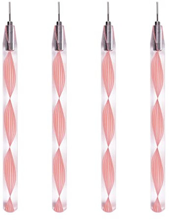 JUYA Fine Tip Quilling Tools 4 Count Pack Plastic Handle Stainless Steel Head 0.8mm (4 QT03-06T), Pink Handle