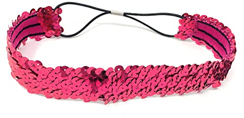 Dunkelrosa Damen-Kostüm-Stirnband aus Polyester mit Pailletten, 38 x 4,5 cm