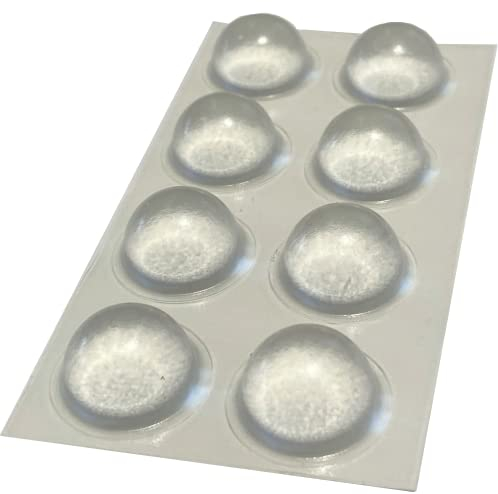 8 x Clear 19.0mm x 9.5mm Self Adhesive Hemispherical Bumper, Rubber Feet for Furniture, Glass, Tables, Crafts - from The StickyStuff Company