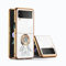 Compatible con Funda Samsung Z Flip 3 con Soporte Patrón Astronauta Creativo Verde,Carcasa Samsung Z Flip 3 5g Silicona TPU Gold Plated Protección Antigolpes y Anti-Arañazos Case Thin (Blanco)