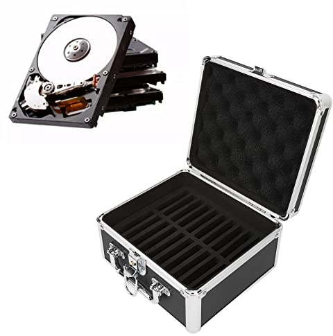 PUSOKEI 20 Einschübe 2,5 Zoll Festplatten Aufbewahrungsbox, Eva Festplatten Tragetasche, HDD Aufbewahrungsbox Festplatten Koffer mit Sicherheitsschloss für 2,5 Zoll HDD (Schwarz)