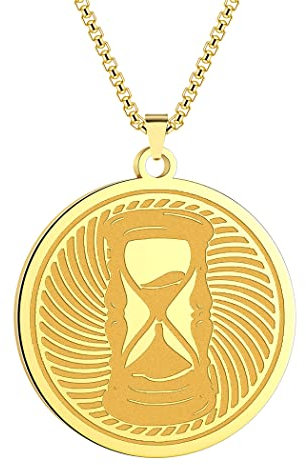 LUTAKU Collier avec pendentif sablier pour homme et femme en acier inoxydable délicat avec pendentif en forme de sablier, Acier inoxydable