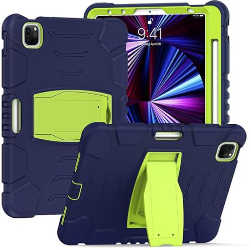 Samsung Tab S6 Lite P610 P610 - Carcasa de Silicona para tabletas Infantiles (Azul Marino y Verde)