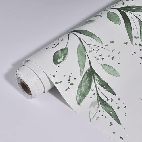 VITAU Tapete mit grünem Blatt zum Abziehen und Aufkleben, moderne selbstklebende Tapete mit Blumenkontaktpapier, abnehmbare Aquarell-Blatttapete