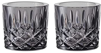 Spiegelau & Nachtmann Noblesse Teelichthalter 2er Set, Smoke, Höhe: 6,6 cm, Windlicht aus Kristallglas, 104899