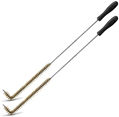 Yaomiao 2 Pcs L Shaped Fryer Cleaning Brush High Temperature Deep Fryer Coil Cleaner L Tipped Coil Brush Heavy Duty Fryer Brush, Long Handle, Metal Bristles for Grill BBQ Cleaning Accessories