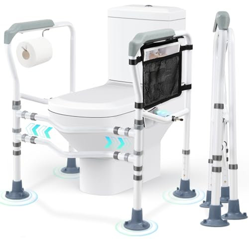 Faltbarer Toiletten-Sicherheitsschiene, Hybodies Toiletten-Sicherheitsrahmen mit Griff für Senior, verstellbare Höhe und Breite, Handläufe Haltegriff und Toilettenstuhl, Sicherheitsrahmen-Griff, bis
