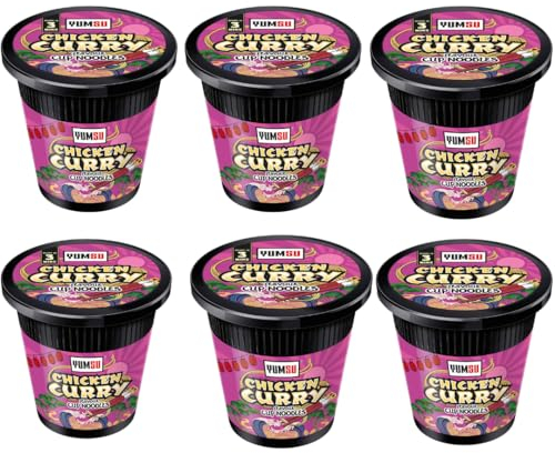 Pack of 6 x 60g - Special Chicken Curry Cup Noodles - Chicken Flavoured Noodles Vegetarian Egg Free - Enjoy Delicious Treats With Family And Friends - Enjoy Delicious Noodles In Minutes