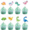 Party GO 32 Pack Dinosaur Cupcake Toppers Lovely Dino Cake Decorations Roar Cupcake Toppers Cute Baby Dinosaur for Baby Shower Kids Birthday Dinosaur Theme Party Cake Decor Supplies