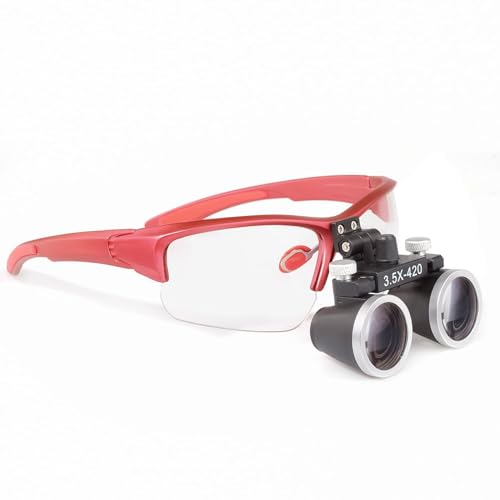 Fernglas-Lupe, 3,5-Fach für Hals-, Ohren- und Nasenzahnheilkunde, Fernglas für orale Lupenuntersuchung,Red
