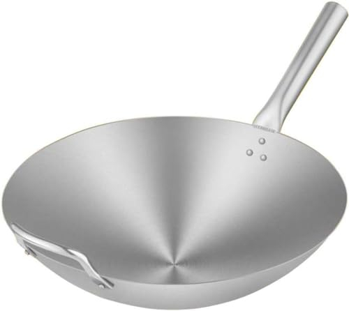 LRTYZBD Wok de acero inoxidable antiadherente, apto para todas las cocinas, incluyendo asas de inducción Stay Cool -B||38 cm