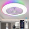 Breezary - Ventilador de techo de perfil bajo con luz, ventiladores de techo inteligentes sin aspas de 19 pulgadas con asistente Alexa/Google, control de aplicación, luz ambiental, color blanco, para