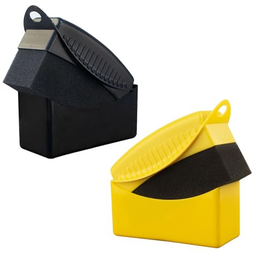 HAPPOW 2 stycken däckdressing applikatordyna, svampbil, däckglans svamp, däckglans applikatordyna med förvaringslock, för enkel applicering av däckglans spray och däckglans gel