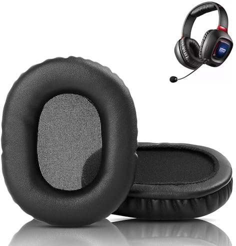 DowiTech Professionelle Ohrpolster Ersatzkissen Kompatibel mit Soundblaster Tactic3D Rage Wireless V2.0 Headset Ohrpolster mit Hautfreundlichem Leder und Memory-Schaum
