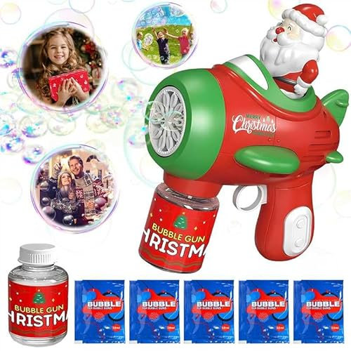 HBSFBH Weihnachtsblasenpistole, automatische Seifenblasenmaschine, Weihnachtsmann Seifenblasen Machine, Christmas Bubble Maker, Christmas Bubble Gun, Geschenke für Kinder